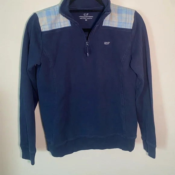 vineyard vines plaid quarter zip - Picture 1 of 2